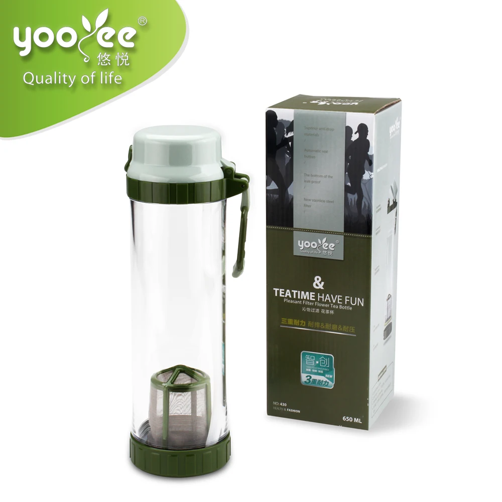 650ml PC Drinking Clear  Water Bottle Jug  Plastic Wholesale with Straw