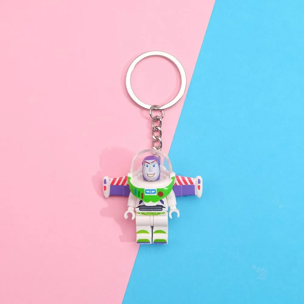 2024 year Cartoon Building Block Keychain Buzz Light year Superhero Avengers Radish Rabbit Couple Pendant Lego keychain