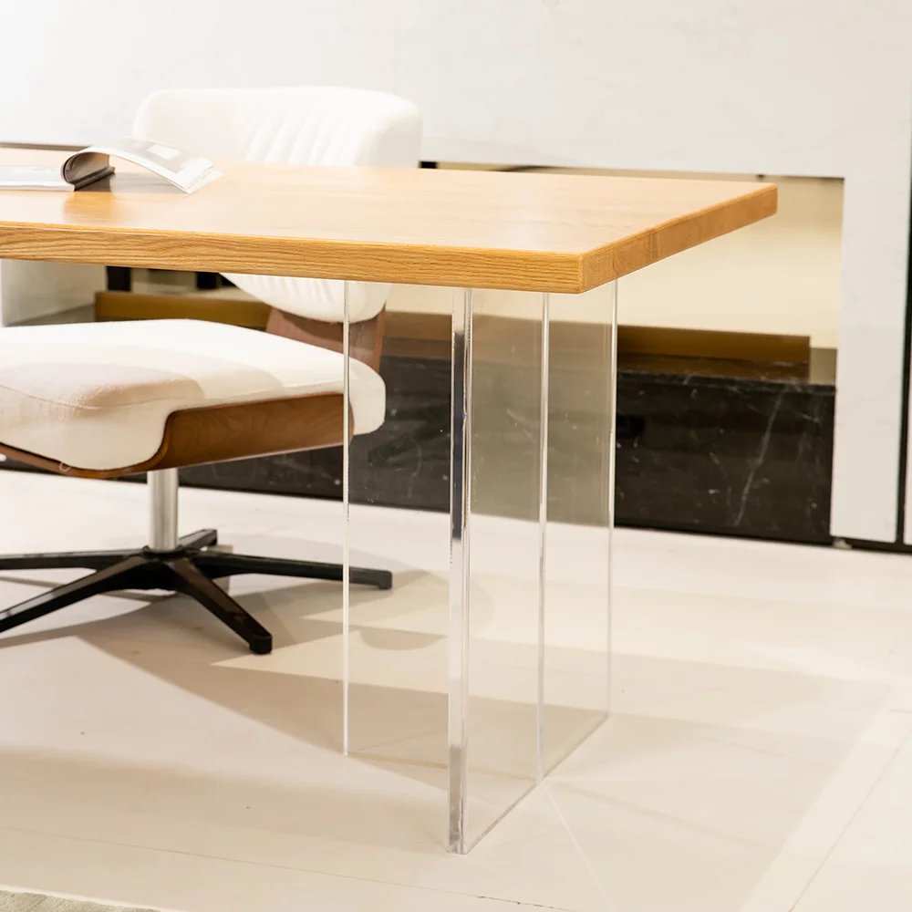 MIGLIO 5792 Rectangular Office Desk with Transparent Acrylic Legs for Modern Creative Hanging Office Computer Desk