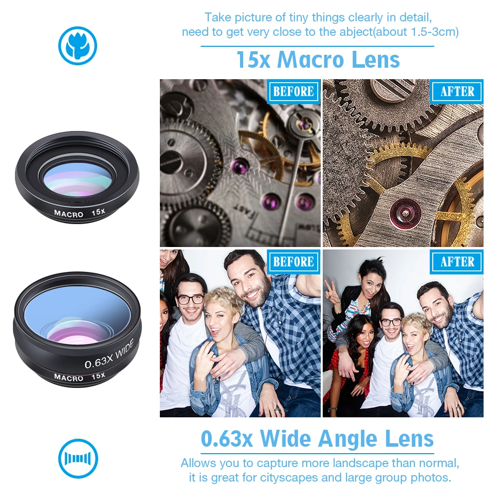 Apexel Trending Deluxe Cell Phone Lens 2x Zoom 10in1 Lens Kit Camera Lenses For Mobile Phone