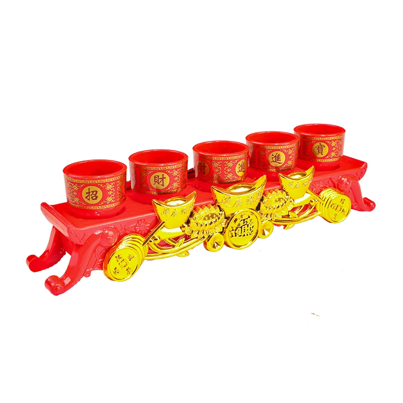 Plastic base liquor cup with three small wine cups for worship decoration gilded golden tea five water supply cups