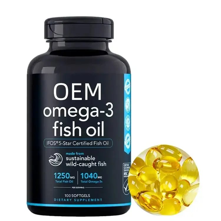 HOT Sale OEM Private Label Omega Fish Oil Soft Capsules for Men and Women, Support Logo Customization and Label Printing