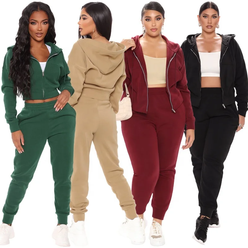 Winter clothes for women two piece set hooded jacket women athletic wear sets jogging sweater two piece sport set women clothing