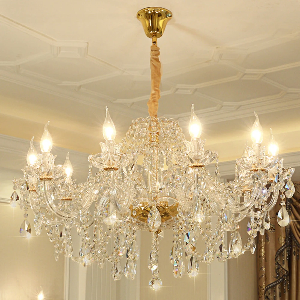 Современная классическая стеклянная люстра с подвеской в европейском стиле для большого проекта гостинице вилле Марии