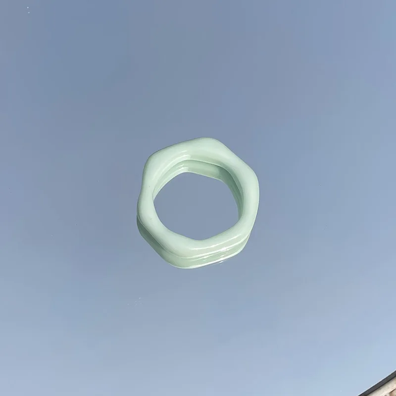 
MuXi Hollow hexagonal ring diy resin accessories candy color resin rings acrylic cute trendy rings 