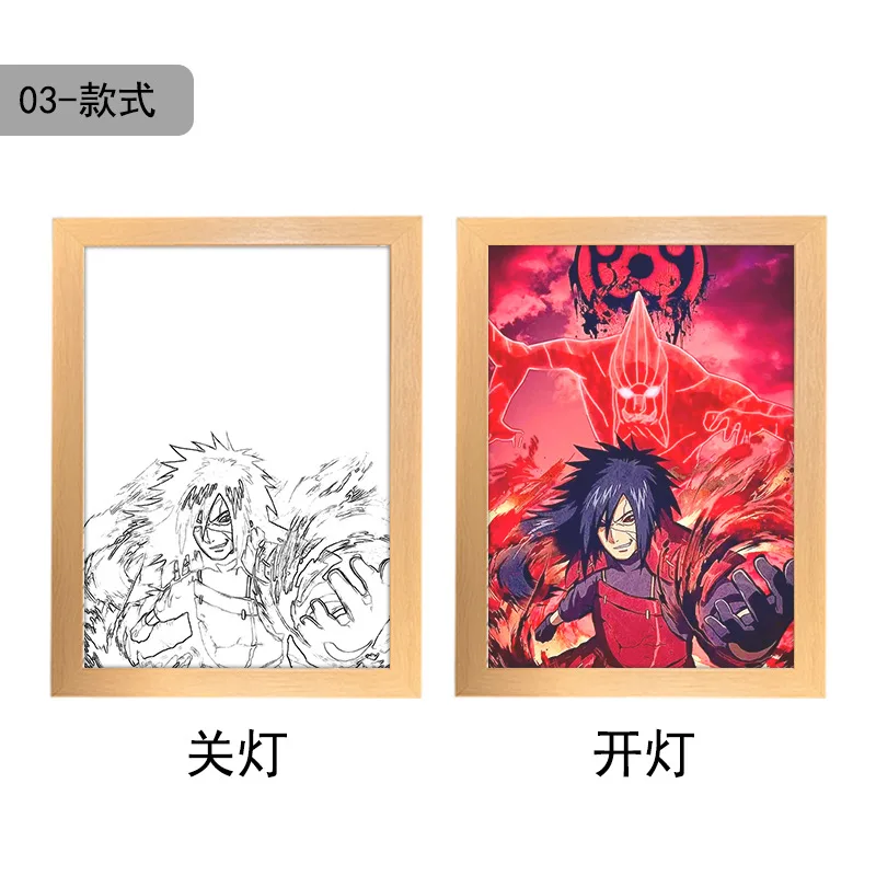 22 Designs 23*17cm Anime Kakashi ins deco led light painting usb plug dimming wall Anime Poster Box Night Light Lamp Box
