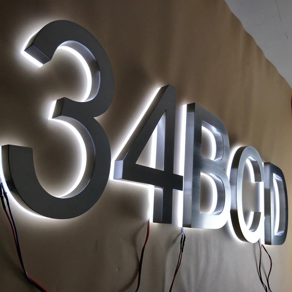 
Custom led alphabet letter stainless steel backlit 3d led letter light for room hotel 