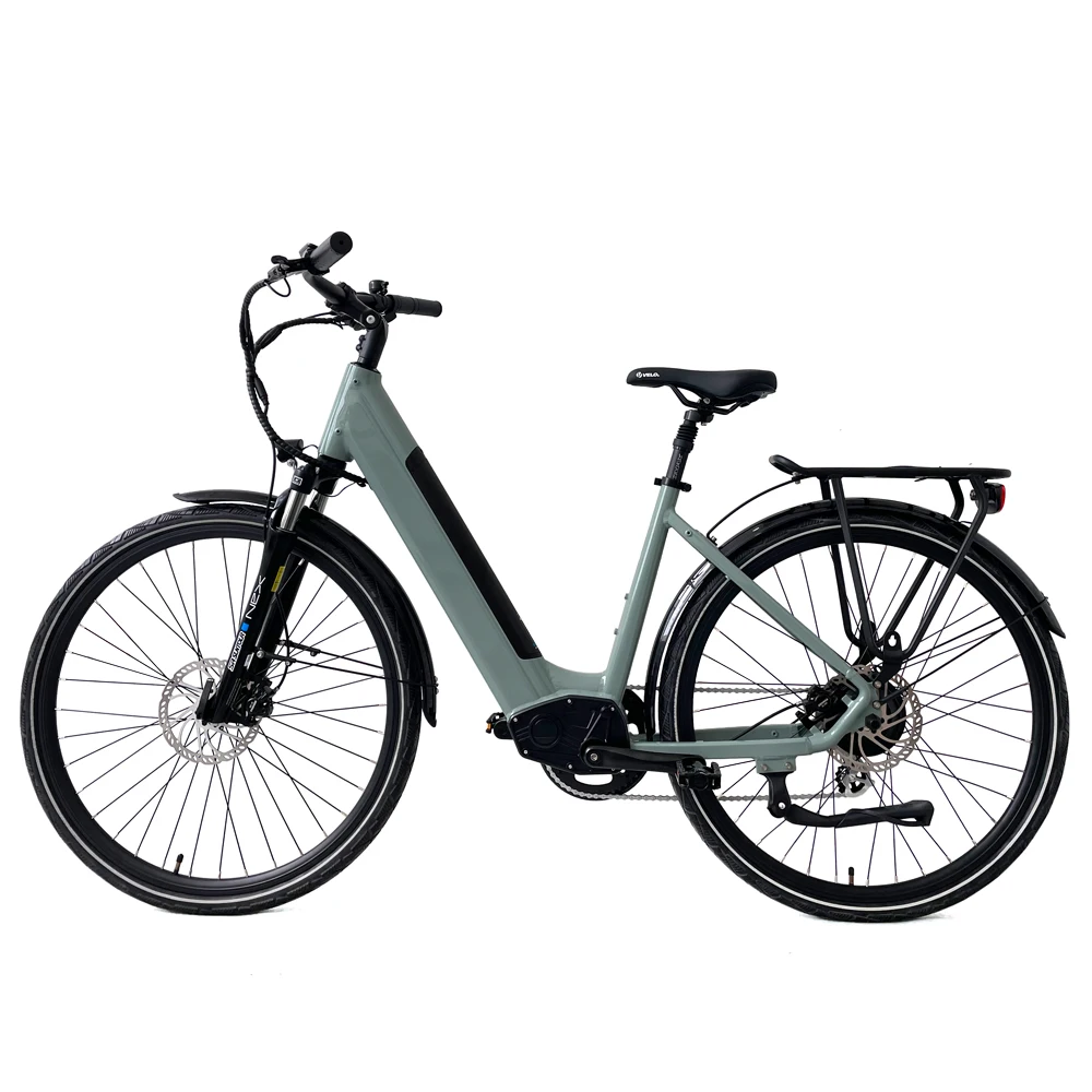 Best 700C lady city ebike,48V 17A  green bike for girls easy to ride 28inch tire with basket