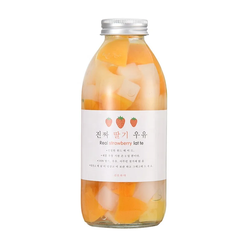 Empty 300ml 350ml 500ml Round Clear Juice Glass Bottle For Milk or Coffee with Metal Lid