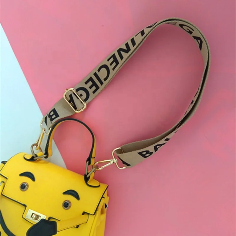 ZONESIN Letter Print Decoration Cotton Canvas Shoulder Straps For Bags