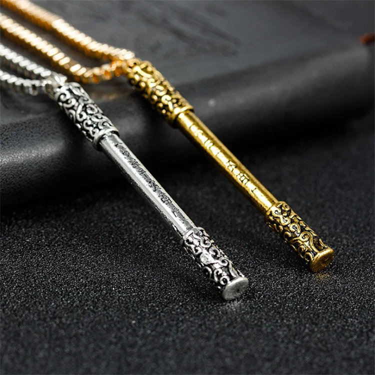 Chinese Monkey Stick Necklace Pendant Men and Women Retro Couple Necklace Electroplating Alloy Titanium Steel Necklace