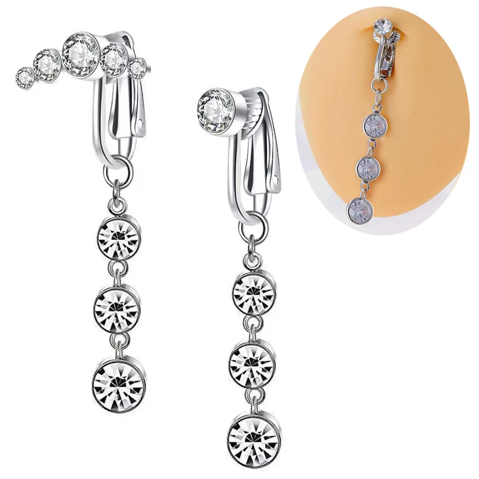 Wholesale Stainless Steel Fake Belly Piercing Fake Belly Ring for Women Clip on Belly Button Rings Fake Navel Ring Non Piercing