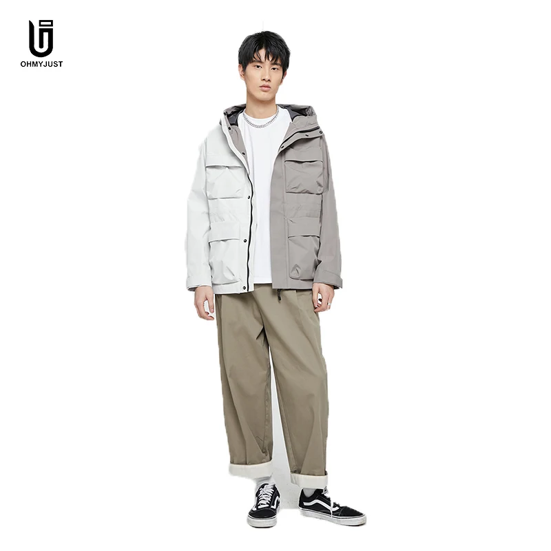 High Quality Winter Cotton Wind Color Block Funnel Neck Puffer Jacket Mens Jackets Coats With Mutil Pocket