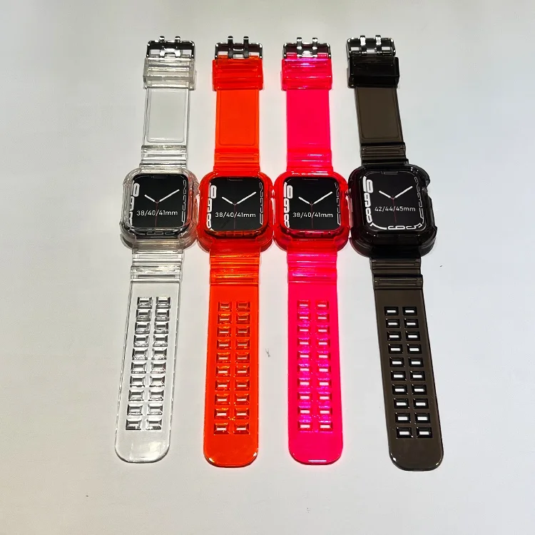 Crystal clear TPU Smartwatch Strap For Apple Watch bands 7 6 SE 5 4 3  Loop Bracelet
