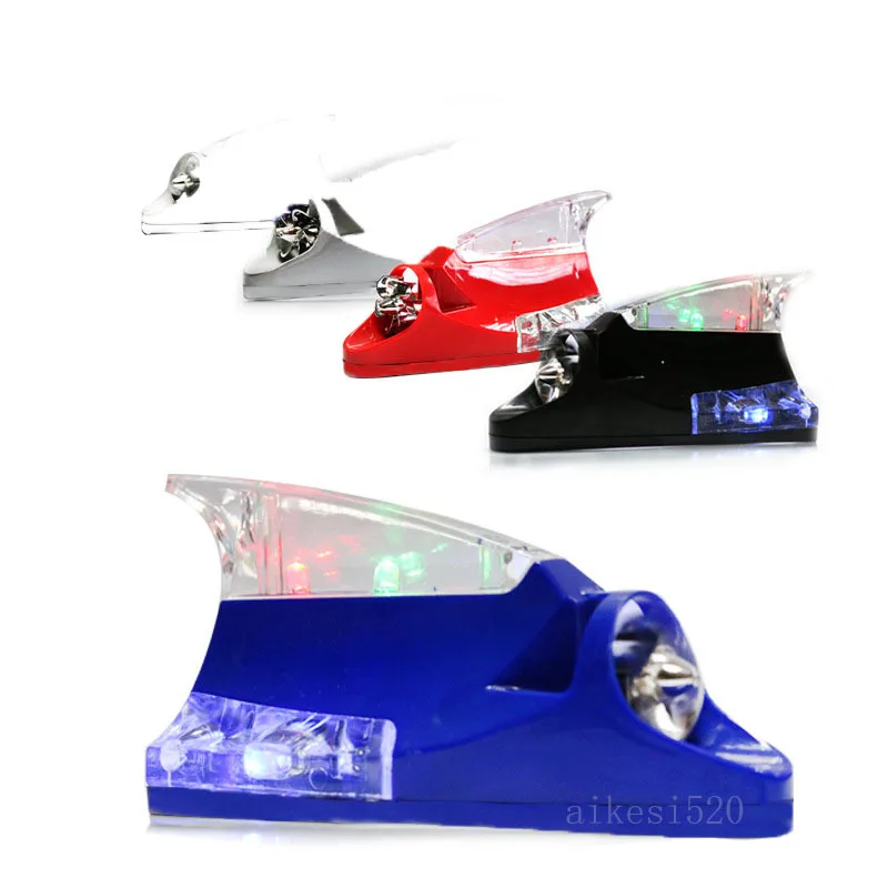 Wind Power Shark Fin Antenna Universal LED Colorful Lights Auto Decorative Aerials Roof Antennas