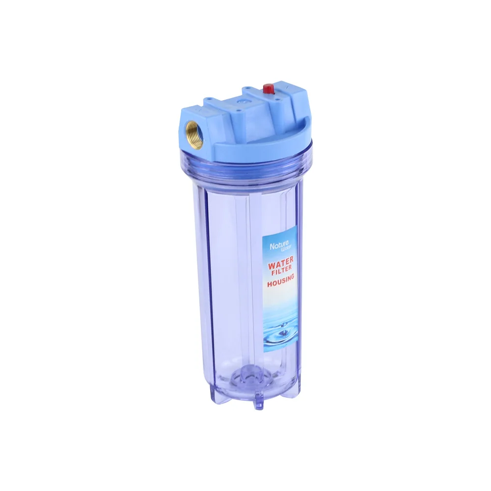 Plastic ten inch single water filter housing wall mounted transparent water purifier shell