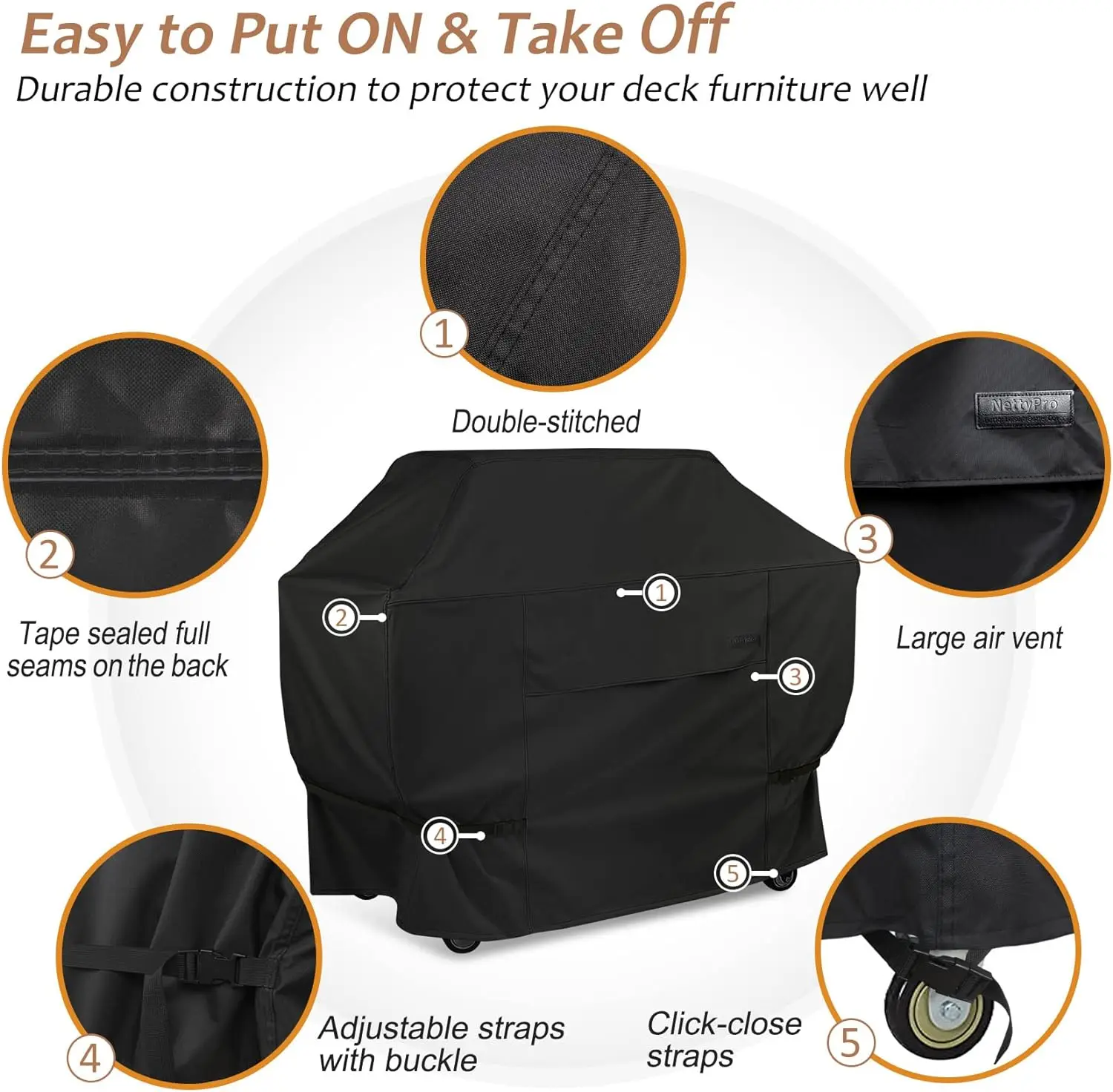 Trapezoid Outdoor Furniture Cover Heavy Duty Waterproof 48 Inch Barbecur Grill Cover