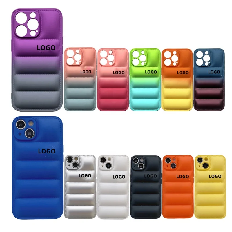 Tpu Silicone For iPhone 11 12 13 14 Pro Max Cases Down Jacket iPhone Cover Luxury Design North Puffer Face 15 Pro Max Phone Case
