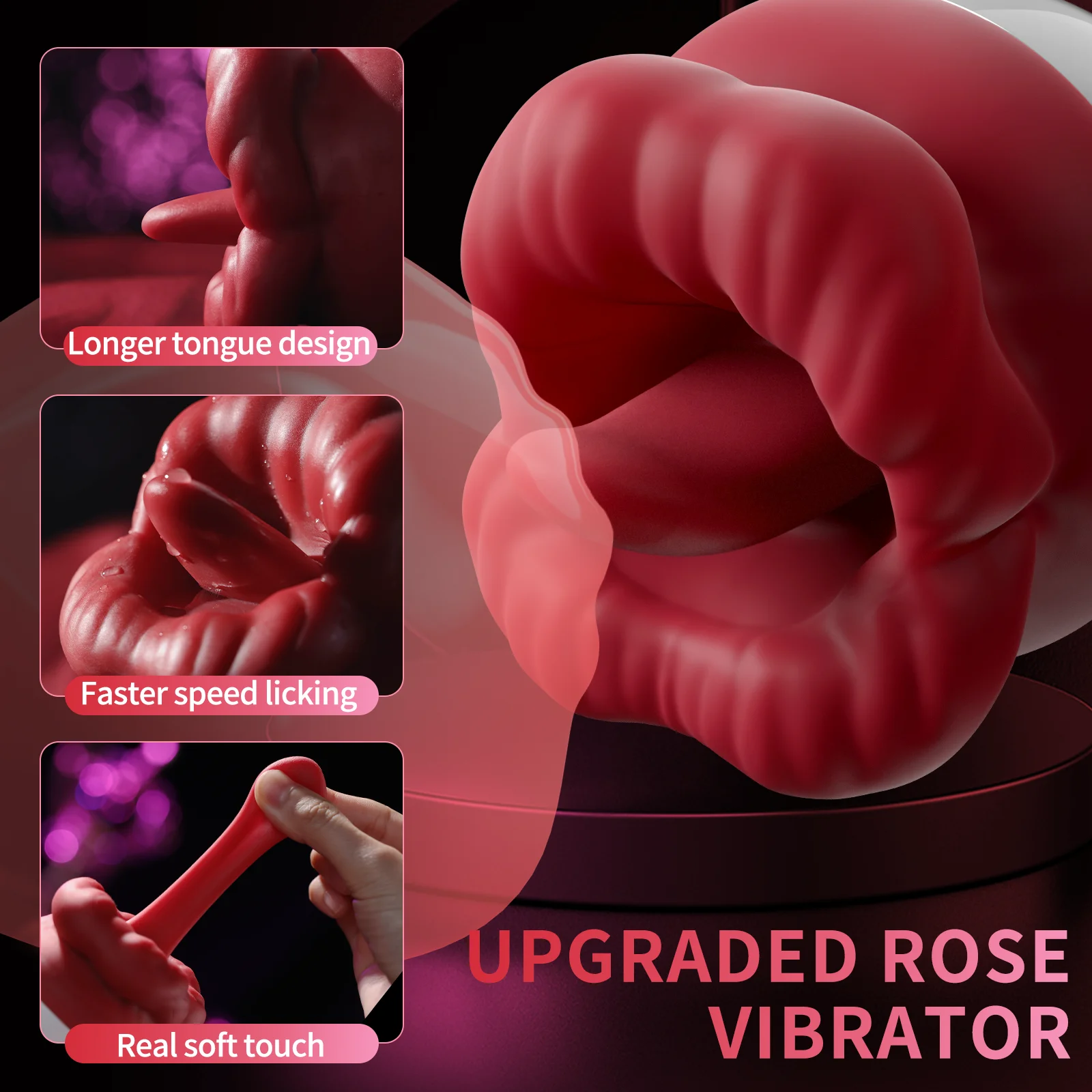 AAV Mouth Shaped 10 Vibrating Tongue Licking Nipple Clitoral Vibrator G-Spot Vibrators Adult Sex Toys for Women Couples Pleasure