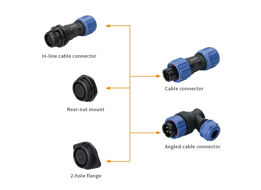 Weipu SP series connector  SP2111/S solder crimp  IP68 female in-line cable connector