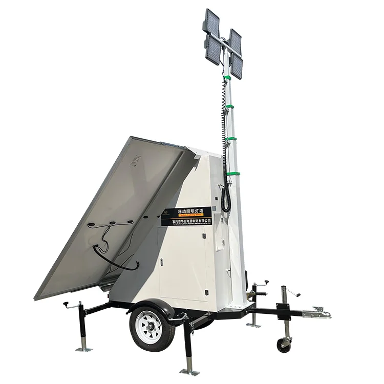 Hot selling solar powered charging portable mobile lifting outdoor lighting trailer type lighthouse