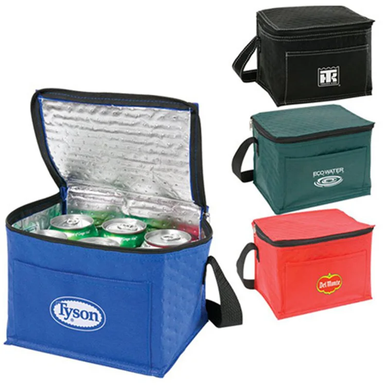 Оптовая продажа, Полиэтиленовая Нетканая сумка-холодильник, экологически чистая сумка для ланча, 6 банок, сумка для ланча