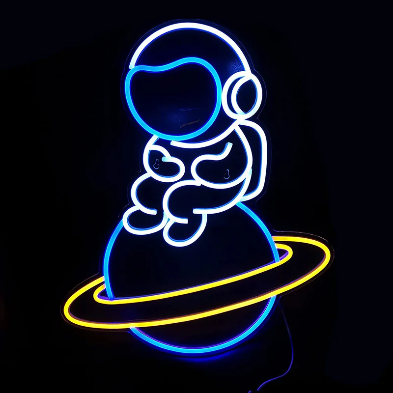 Wholesale Bar Room Wall Decor Art Glowing Belt Space Planet Astronaut Spaceship Decoration Lamp Led Shape Neon Light For Bedroom