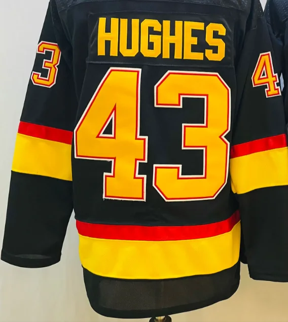 2025 New Retro Black Stitched Hockey Jersey Vancouver 40Pettersson 43Hughes 53 Horvat 10 Bure 16 Linden 50th Style Accept Custom