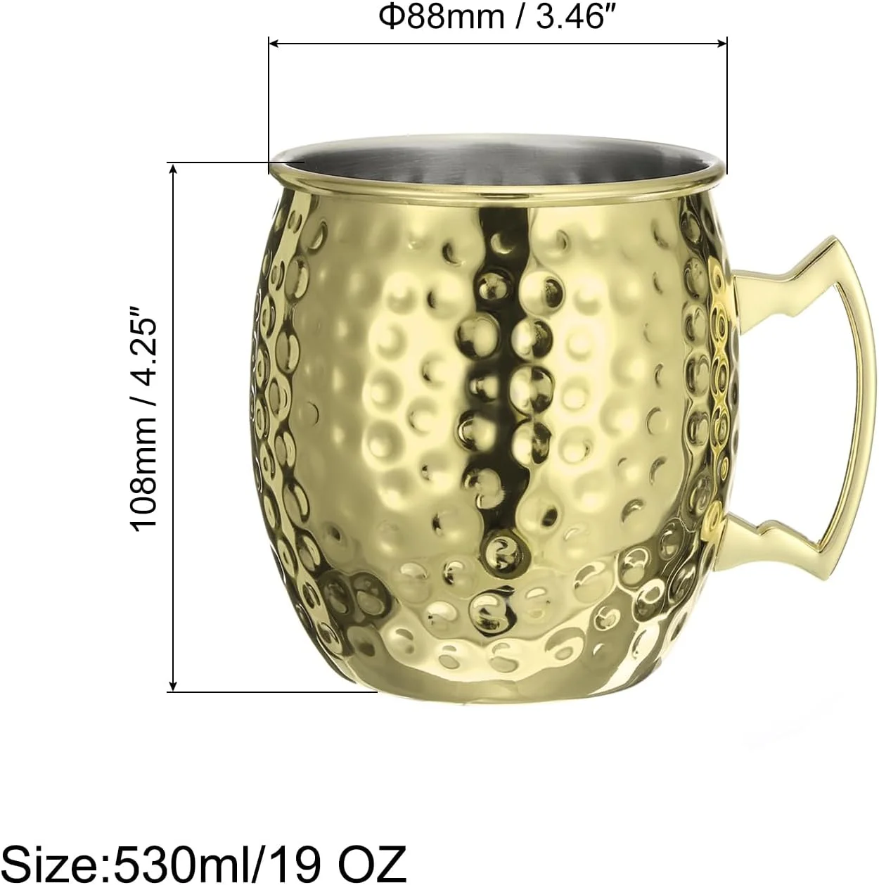 Gold Stainless Steel Moscow Mule Mug 18Oz Copper Plated Classic Drinking Cup With Handle Martini Glass Kitchen Bar Drinkware