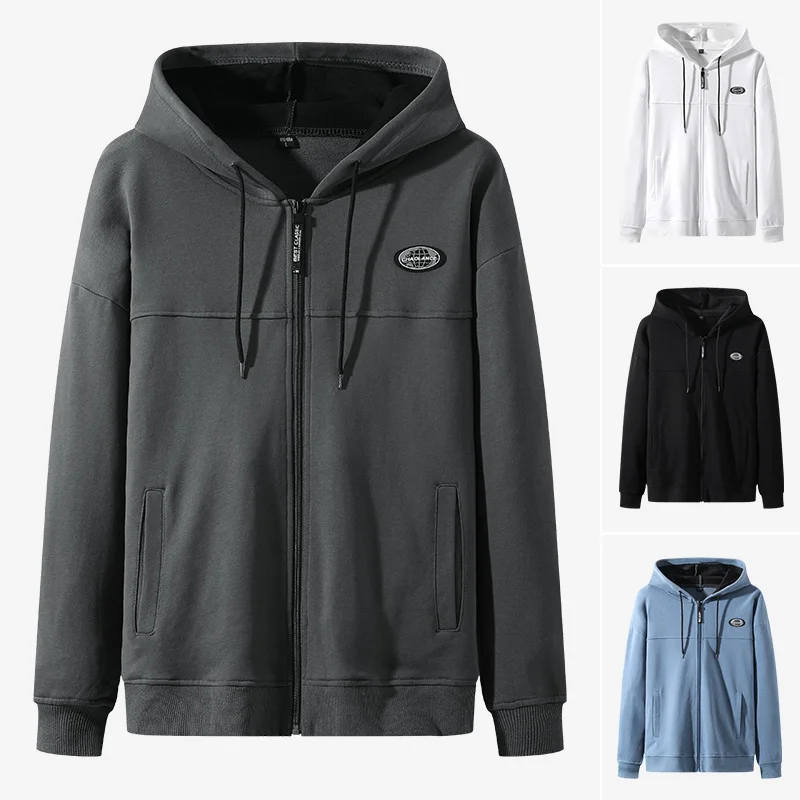 ANSZKTN Spring Autumn Clothes Men Plus Size 4xl Outwear Hooded Coat Casual Patchwork Fashion Black Jacket