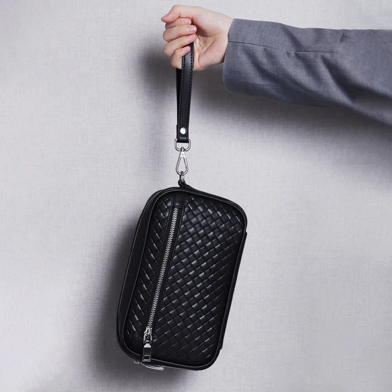 Finger print lock handbag fipilock real genuine leather business clutch purse men smart fingerprint bag