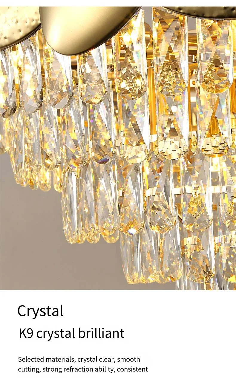 high ceiling contemporary light chandelier specification ,modern k9 titanium gold luxury lamp crystal stainless steel chandelier