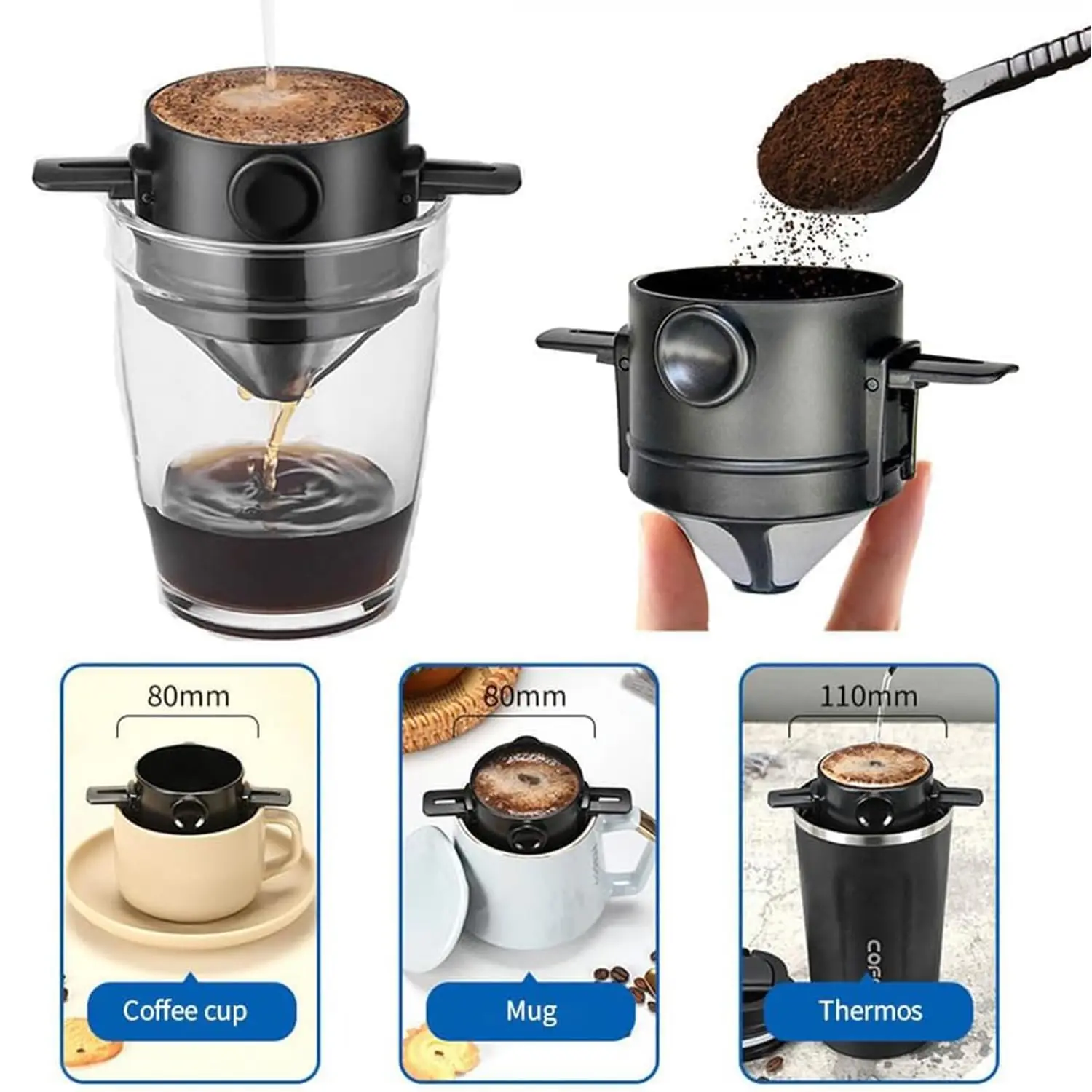 FREE SAMPLE New design household portable Reusable Paperless Mini Coffee Filter tea coffee dripper