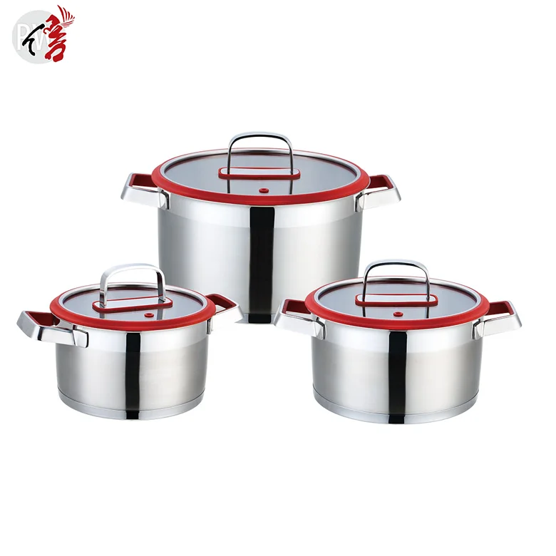 Straight Body Stainless Steel Cookware Set with Anti Scald Silicone Handle for Induction Cooker