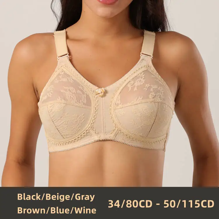 Women Plus Size Full Cup Breast Coverage Sexy Lace Wireless Underwear Push Up seamless gather minimizer bra women