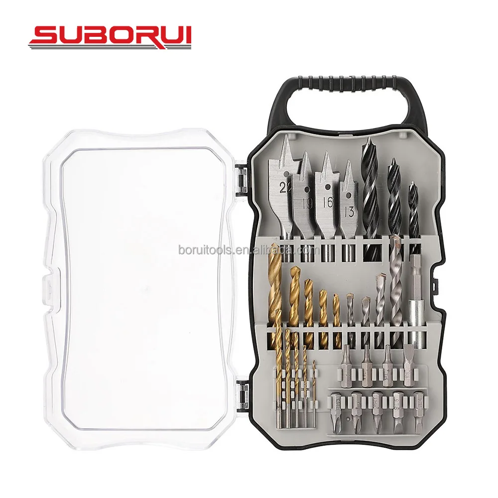 31pcs Multifunctional Hardware Bit Set Flat Drill Bit Screwdriver Kit Carpentry Drill Bit Set For Wood Metal Masonry