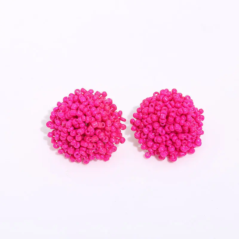 Smaller designs 15mm Custom making created pink cluster seedbead dome earring connectors rice seed bead stud earrings for women