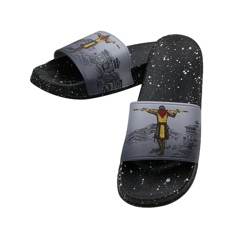 MOQ 100 Pairs Unisex Design Wholesale Custom Printed PVC Slipper Slides Sandals