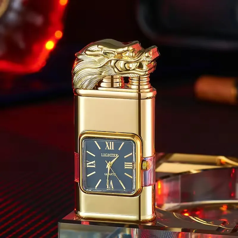 New Fashion Multi-function Smoking Accessories Clock Lighter Switchable Flame Cigarette Cigar Torch Lighters