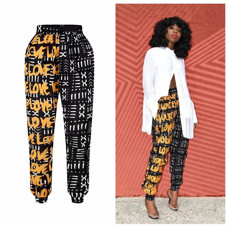 
African Style Clothing 2020 New Design High Waist Floral Harem Women Print African Pants 