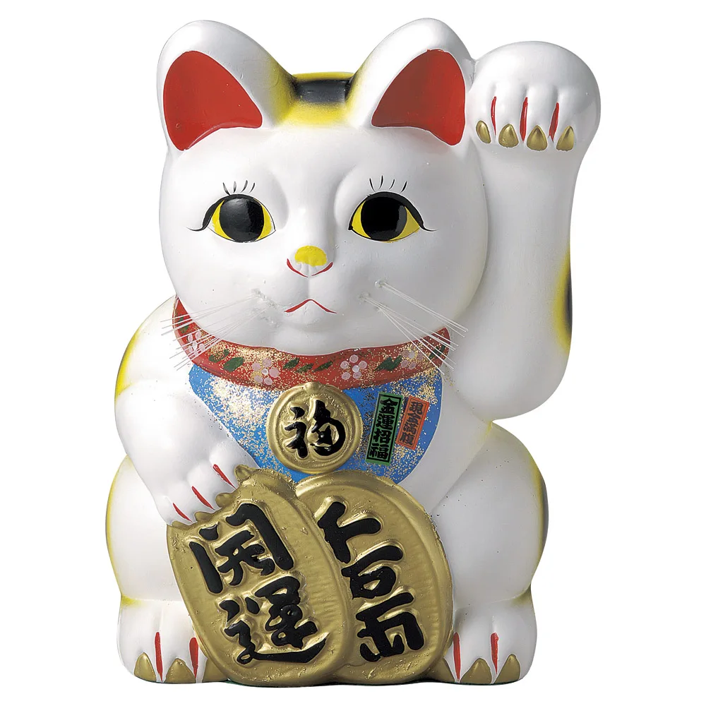 Charm round stumpier body slender Japanese waving white lucky cat