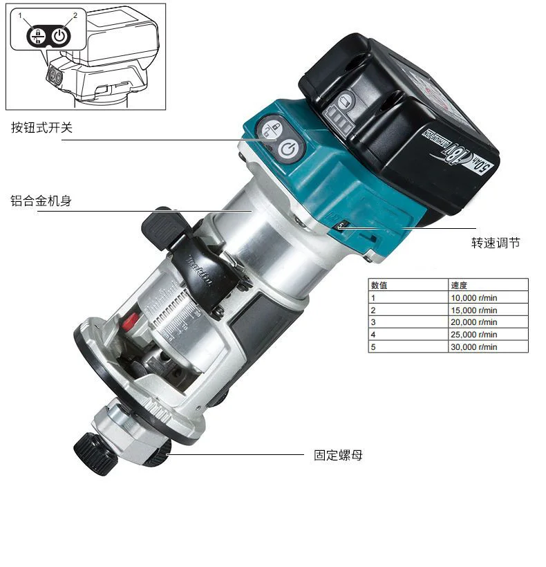 21V Cordless Electric Trimmer Woodworking Engraving Slotting Trimming Milling Machine Wood Router with Battery