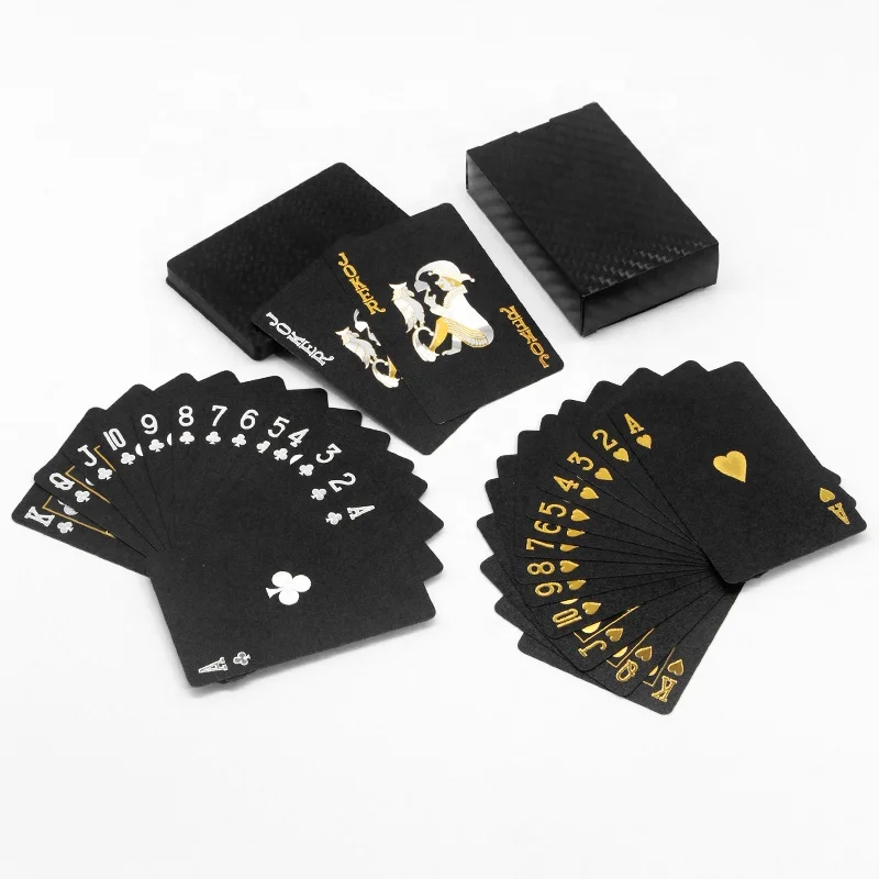 High Quality Custom Playing Cards Printing Poker Pvc Waterproof Plastic Gold Black in Bulk