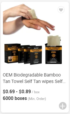 OEM Biodegradable Bamboo Tan Towel Self Tan wipes Self-Tanning Wipes Natural Sunless Tanner Wipes