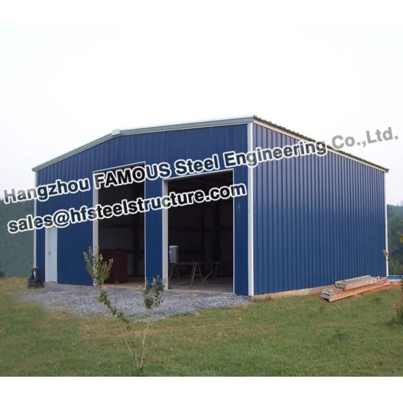 Insulated steel structure garage with sandwich panel cladding