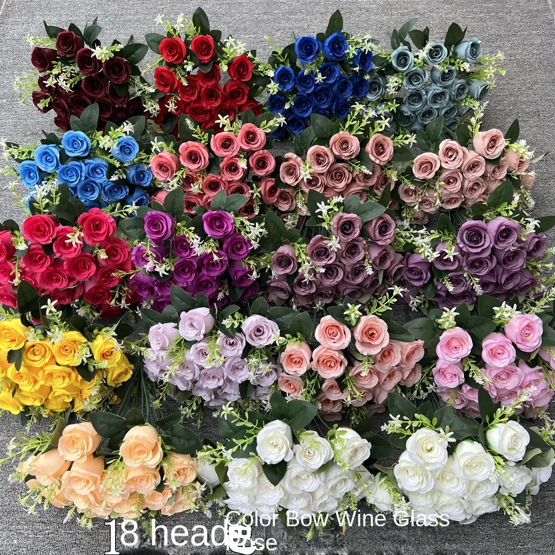 New White Wedding Factory 18 Wine Glass Roses Christmas Holding Fake Flowers Christmas Foreign Trade Wholesale Available