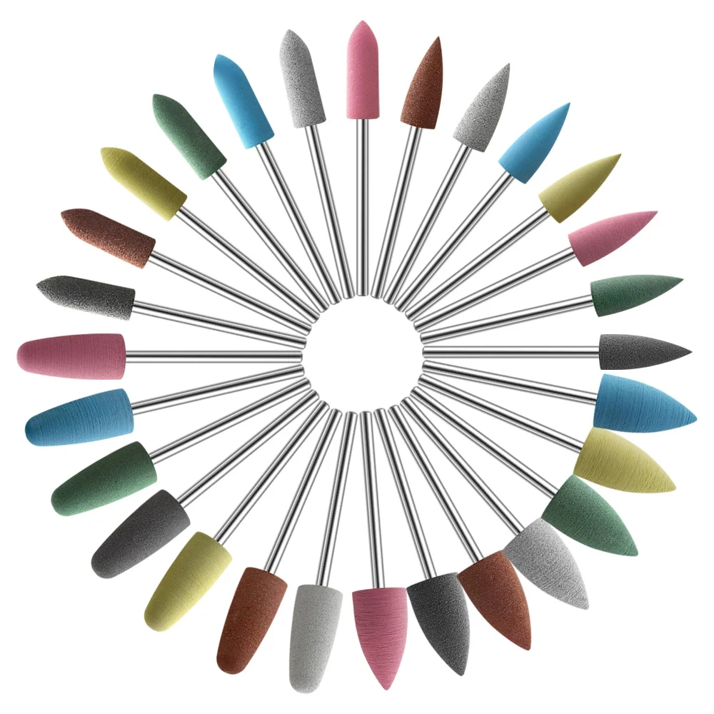 Silicone Nail Drill Bit Rubber Nail File Milling Cutters for Manicure Machine Accessories Nail Buffer Polisher Grinder Tool