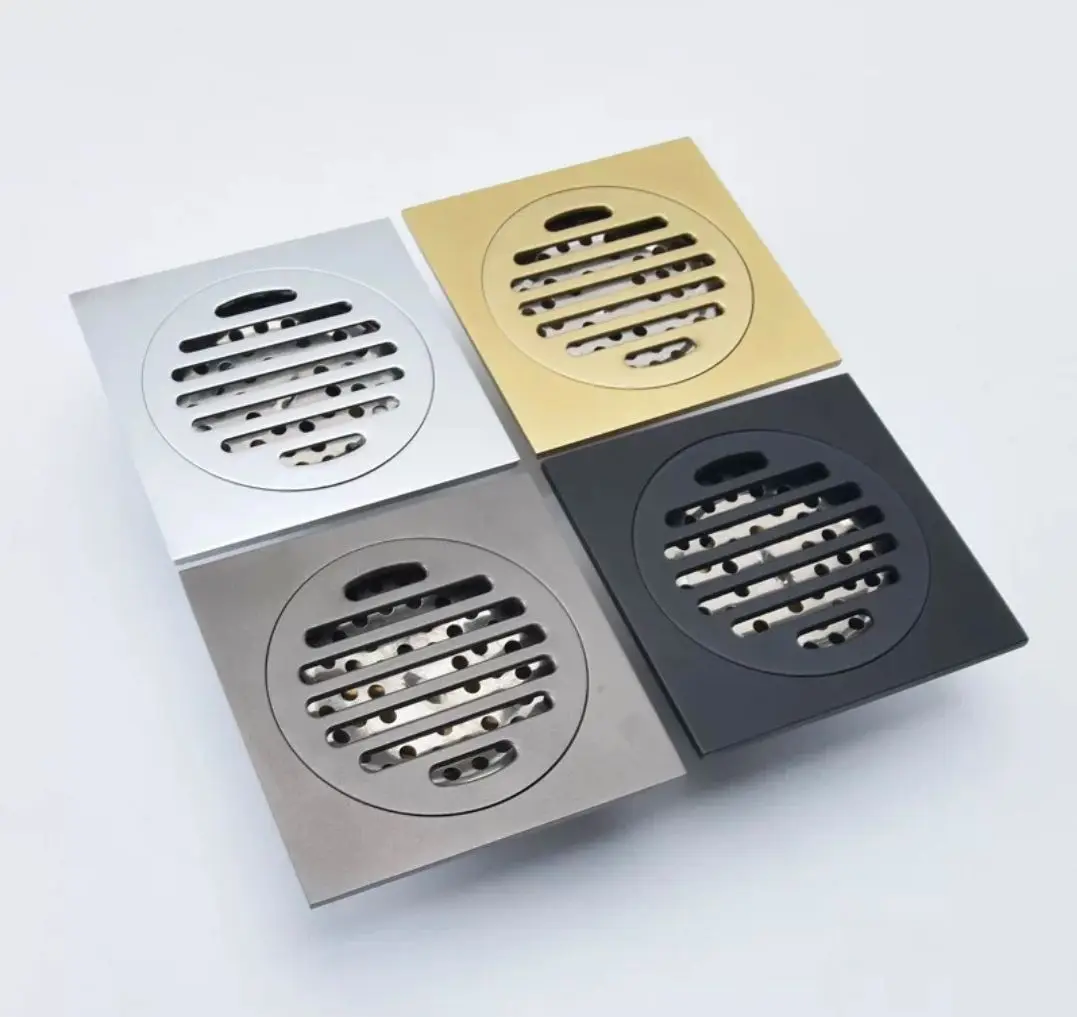 Hot Sales Brass Floor Drain Mondeway Kitchen and Bathroom 4 Color Drain 10*10cm square