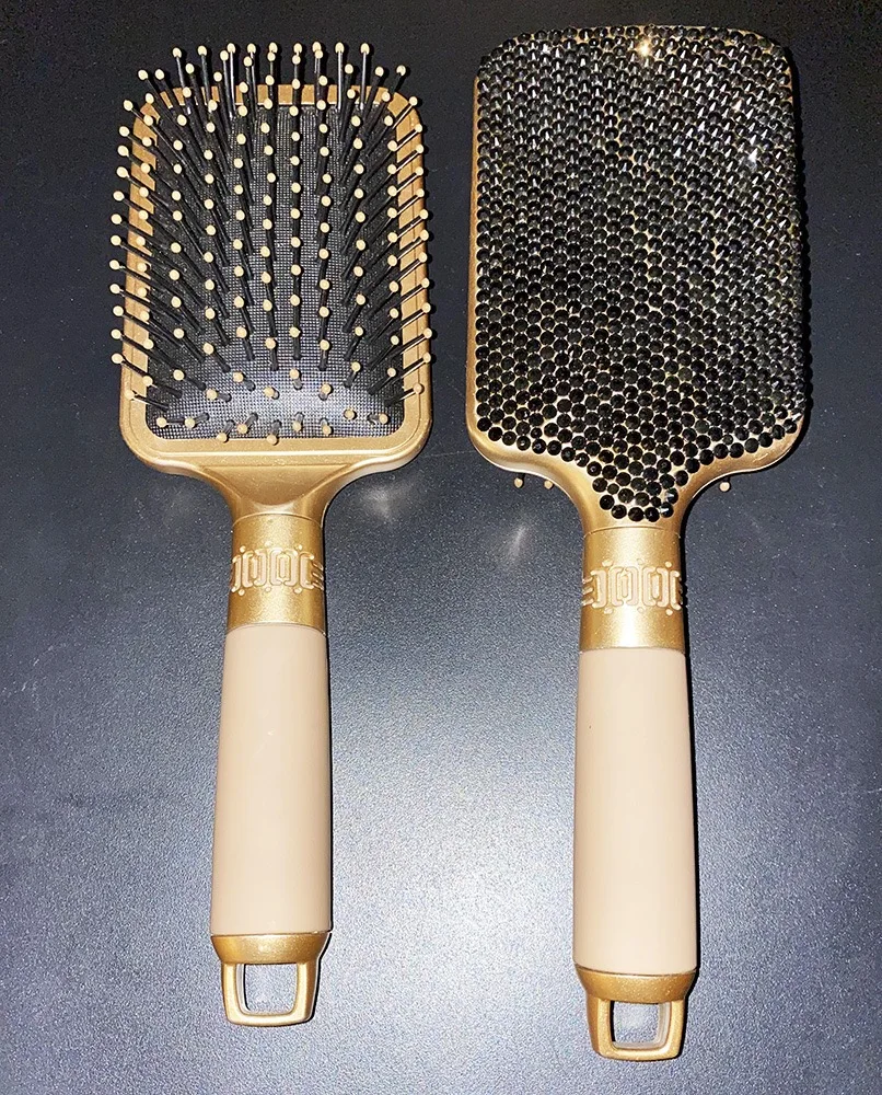 Air Cuision Brush Luxury Diamonds Scalp  Massage Detangling Hair Brush With Clip Customize Your Logo