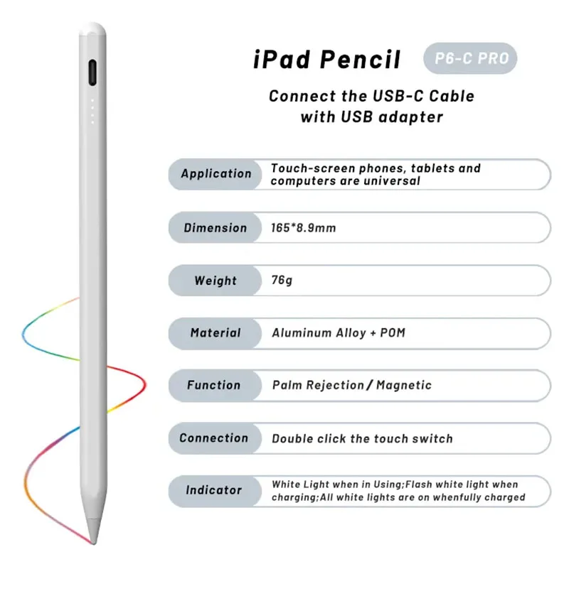 Стилус для сенсорного экрана магнитный карандаш Apple Pencil 2-го поколения Ipad Pro